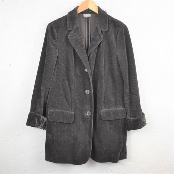 J. Jill Dark Brown Corduroy 3/4 Length Coat Jacket - Picture 1 of 7